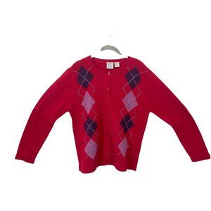 Vintage Field Gear Women's Red Long Sleeves Collarless Cardigan Sweater size S
